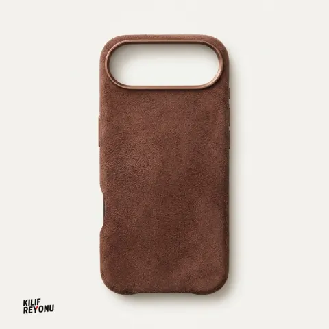 iPhone 17 Air MagSafe Uyumlu Premium Alcantara Dokulu Kılıf – Kahverengi
