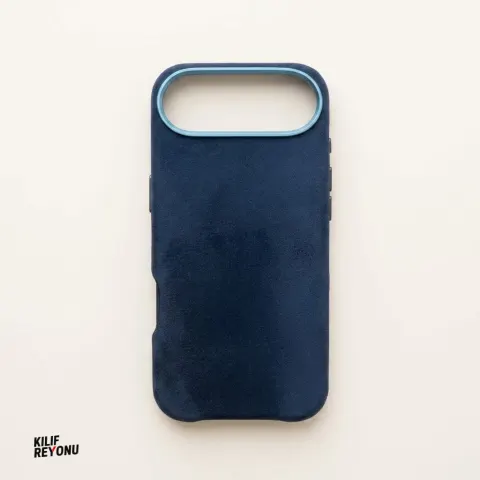 iPhone 17 Air MagSafe Uyumlu Premium Alcantara Dokulu Kılıf – Lacivert