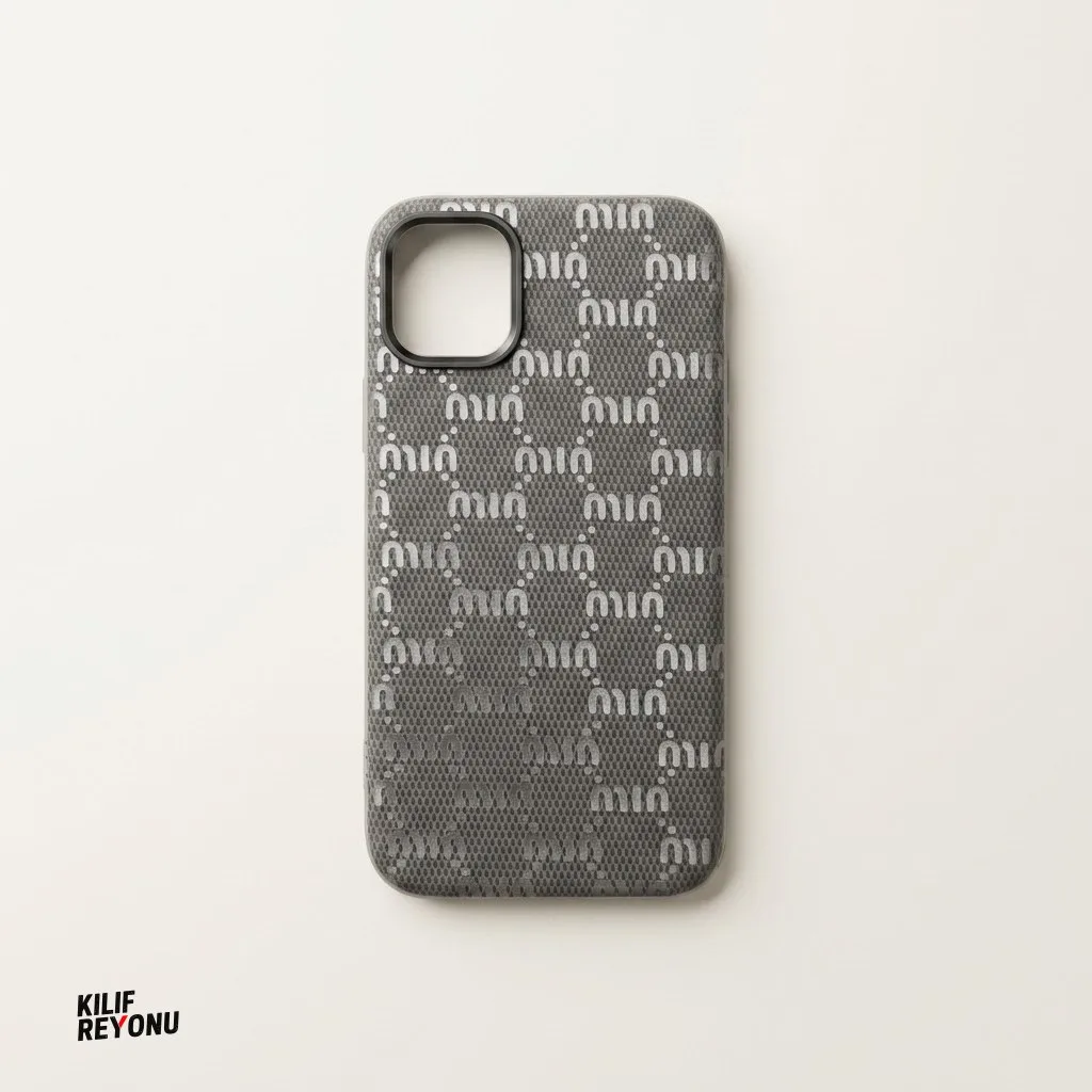 iPhone 11 Uyumlu İtalyan Stil Monogram Desenli Premium Kılıf – Gri