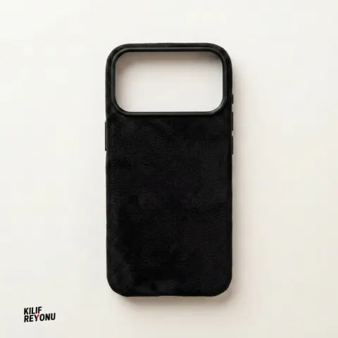 iPhone 17 Pro Max MagSafe Uyumlu Premium Alcantara Dokulu Kılıf – Siyah
