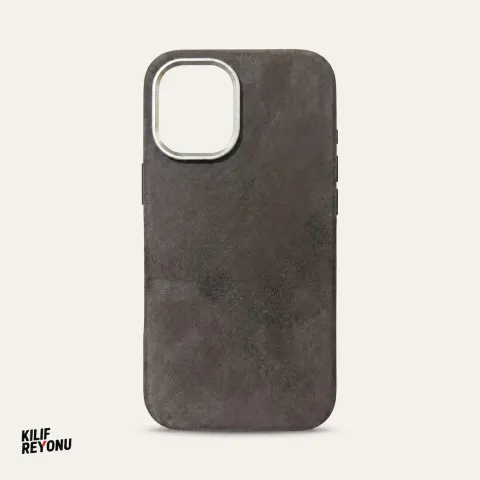 iPhone 17 MagSafe Uyumlu Premium Alcantara Dokulu Kılıf – Antrasit