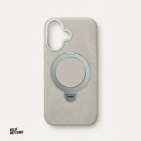 iPhone 16 Uyumlu MagSafe Standlı Premium Dokulu Kılıf