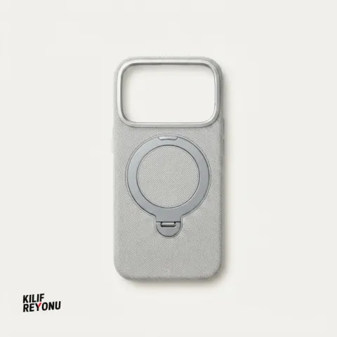 iPhone 17 Pro Uyumlu MagSafe Standlı Premium Dokulu Kılıf