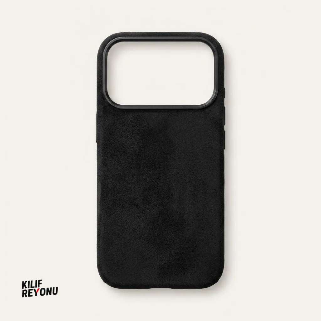 iPhone 17 Pro MagSafe Uyumlu Premium Alcantara Dokulu Kılıf – Siyah