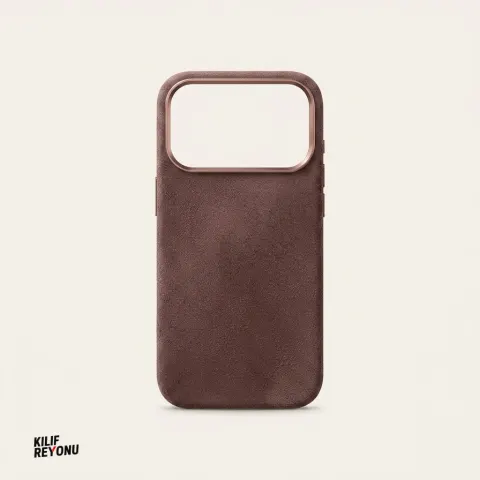 iPhone 17 Pro MagSafe Uyumlu Premium Alcantara Dokulu Kılıf – Mocha Kahve