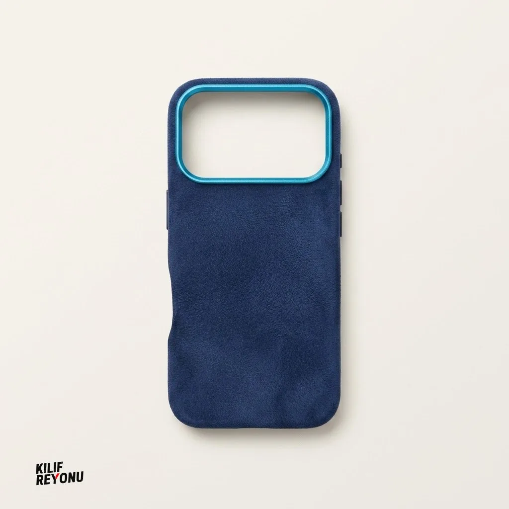 iPhone 17 Pro MagSafe Uyumlu Premium Alcantara Dokulu Kılıf – Lacivert